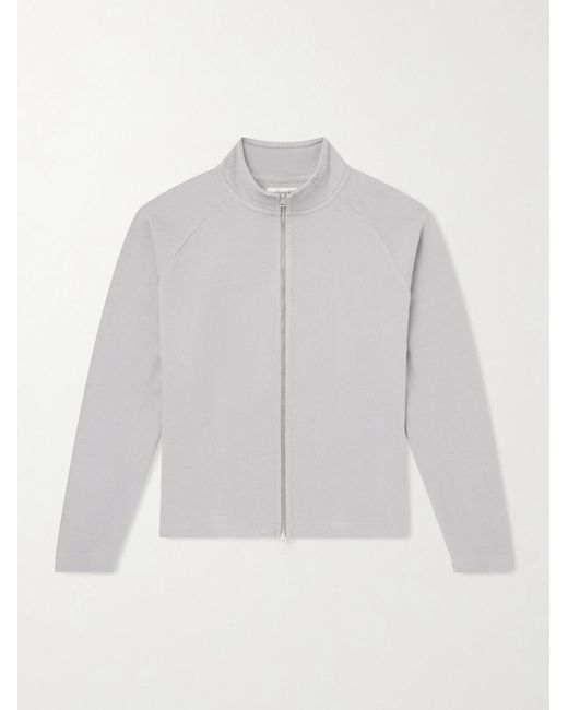 mfpen White Leisure Organic Cotton Zip-up Sweater for men