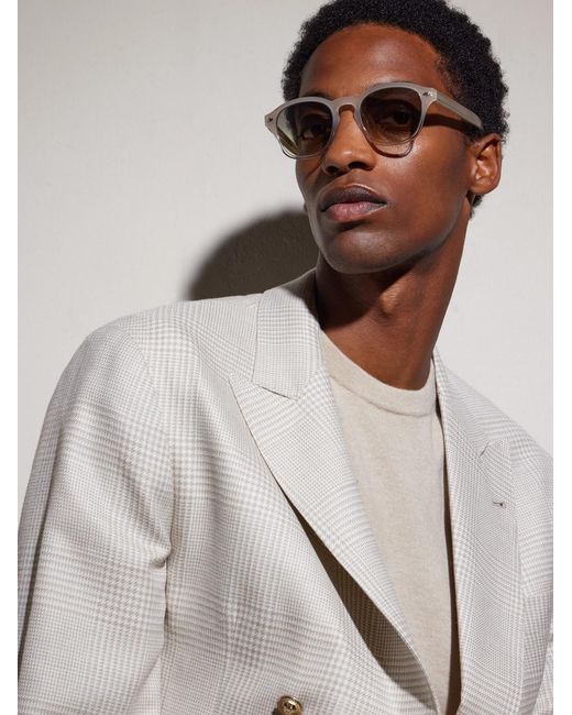 Brunello Cucinelli Natural Round-Frame Acetate Sunglasses for men