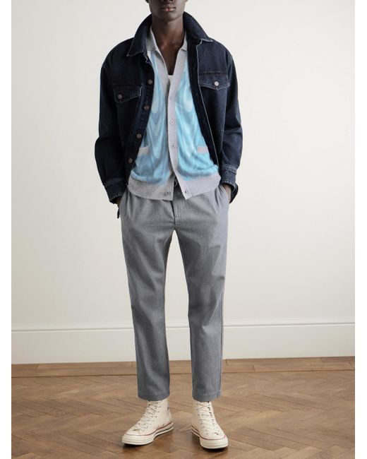 Frescobol Carioca Blue Romero Printed Brushed Wool And Cashmere-Blend Cardigan for men