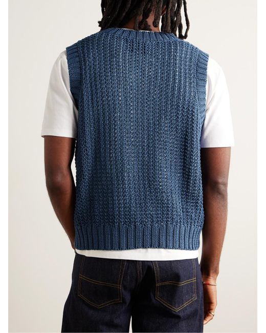 Corridor NYC Blue Open-knit Cotton Sweater Vest for men