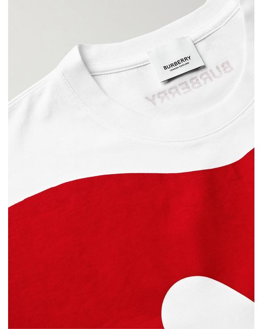 Burberry White Printed Cotton-Jersey T-Shirt for men