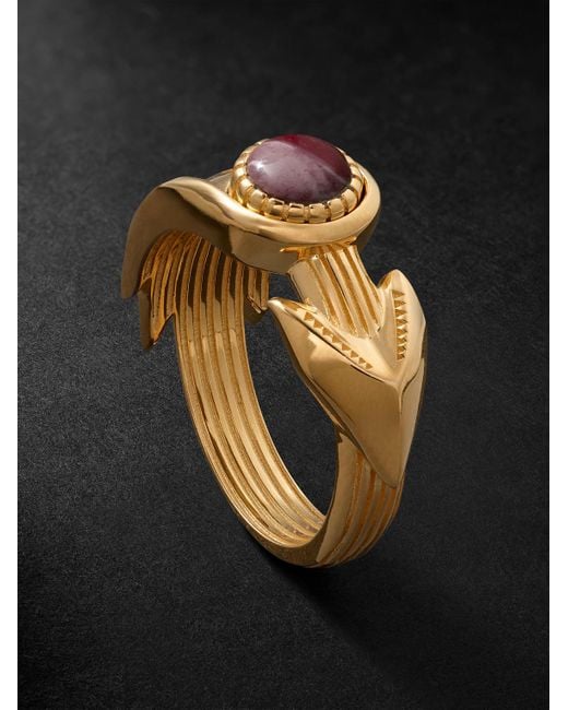Jacques Marie Mage Black Natrona Limited Edition Gold Vermeil Mookaite Ring for men