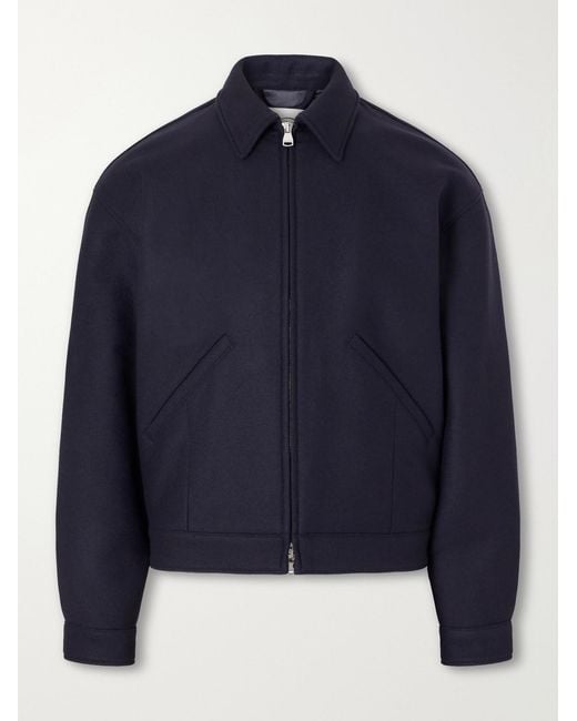 Valstar Blue Brushed Virgin Wool-Twill Bomber Jacket for men