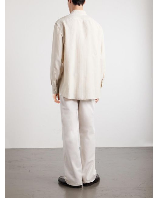 Zegna Natural Striped Silk Shirt for men