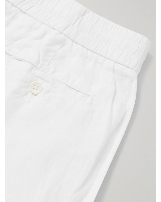Pantaloni a gamba dritta in lino tinti in capo con coulisse di James Perse in White da Uomo