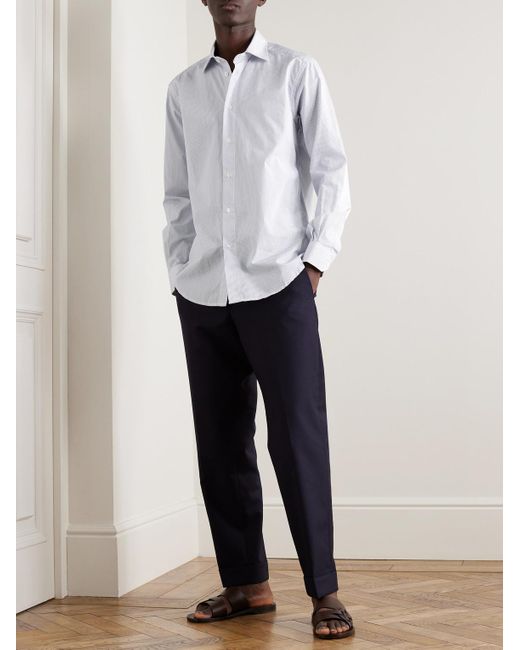 Barena White Surian Pinstriped Cotton-poplin Shirt for men