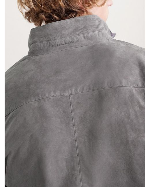 Polo Ralph Lauren Gray Suede Bomber Jacket for men