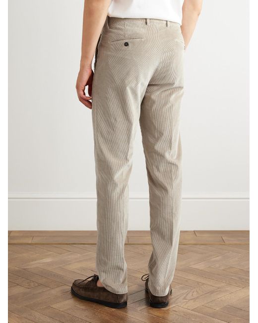 Eleventy Natural Slim-Fit Straight-Leg Stretch Cotton And Modal-Blend Corduroy Trousers for men