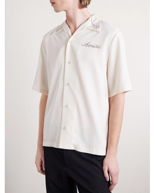Amiri White Studded Camp-collar Woven Shirt for men