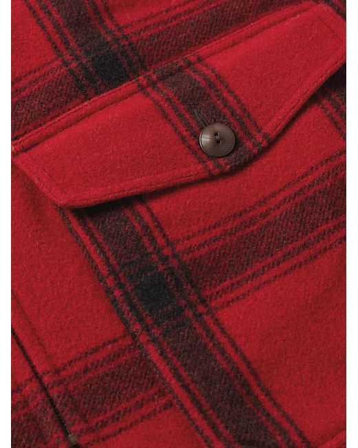 RRL Red Shearling-trimmed Padded Checked Wool Jacket for men