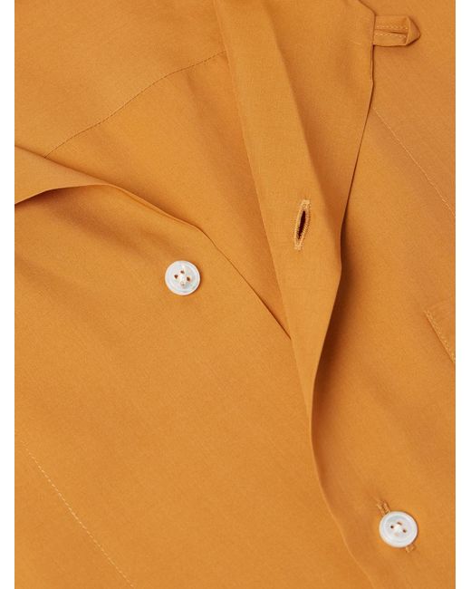 Umit Benan Orange Convertible-Collar Silk-Twill Shirt for men