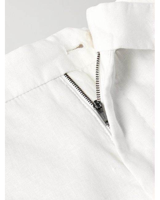Pantaloni slim-fit in lino di Incotex in White da Uomo