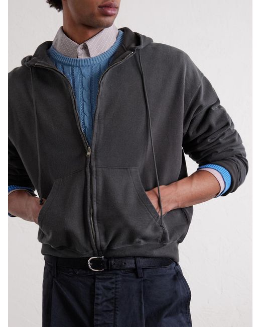 Auralee Black Product Dyed Pima Cotton Zip-Up Hoodie for men