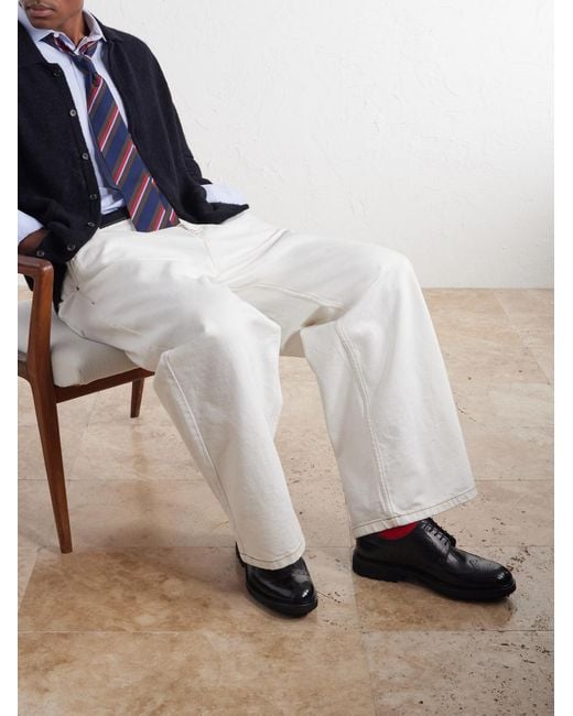 Mr P. Black Leather Brogues for men