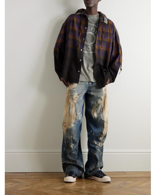 Acne Blue Porgata Wide-Leg Appliquéd Distressed Panelled Jeans for men
