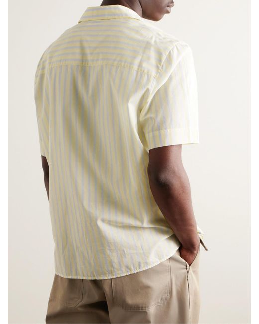 Camicia slim-fit in voile di cotone a righe con colletto convertibile Gioia di A Kind Of Guise in Natural da Uomo