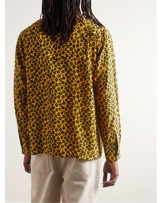 KENZO Yellow Hana Camp-Collar Floral-Print Crepe Shirt for men