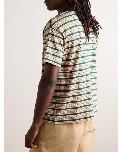 Bode Gray Scottie Striped Cotton-jacquard T-shirt for men