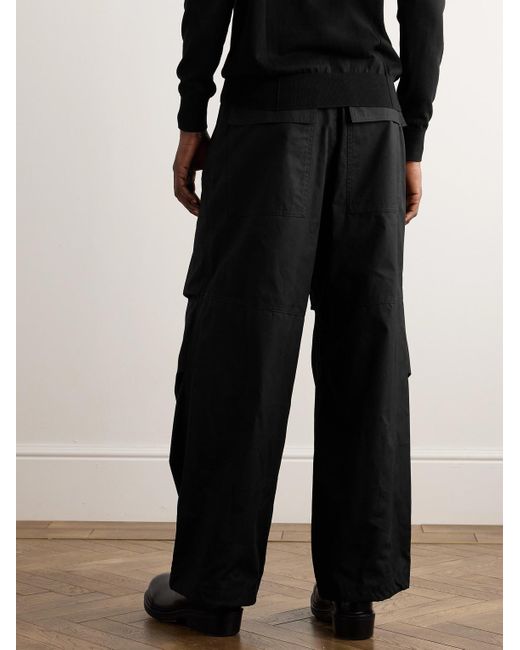 Jil Sander Black Wide-leg Pleated Cotton Trousers for men