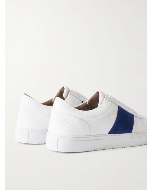 Mr P. Blue Larry Pebble-grain Leather And Suede Sneakers for men