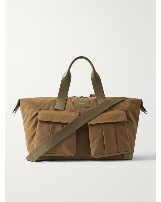 Mulberry Natural Leather-trimmed Waxed-cotton Weekend Bag for men