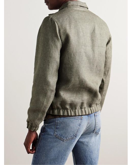 Loro Piana Green Water-Resistant Linen Bomber Jacket for men