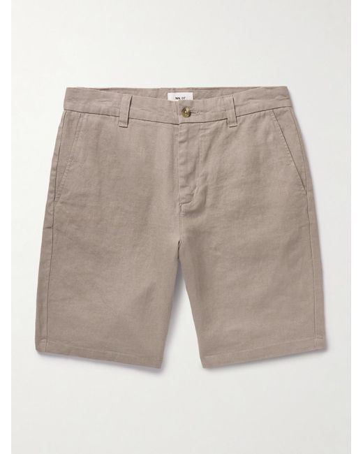 NN07 Crown 1454 gerade geschnittene Shorts aus Leinen in Natural für Herren