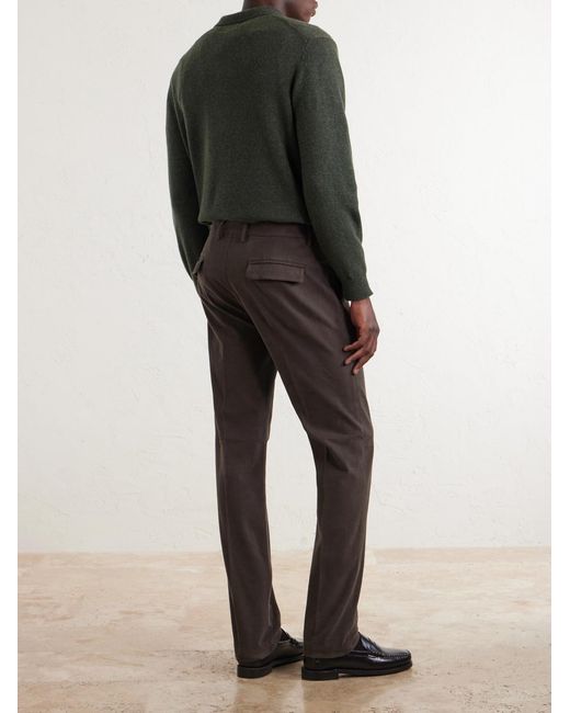 Massimo Alba Brown Ionio2 Straight-leg Cotton-blend Trousers for men