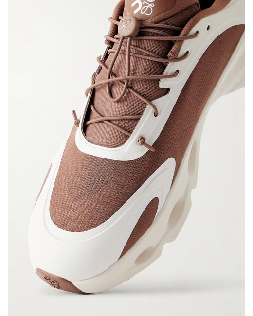 Loewe Brown On Cloudsolo Rubber-trimmed Mesh Sneakers for men