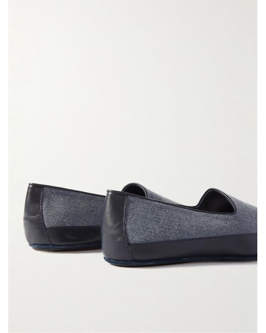 Manolo Blahnik Blue Antinous Leather-trimmed Denim Loafers for men