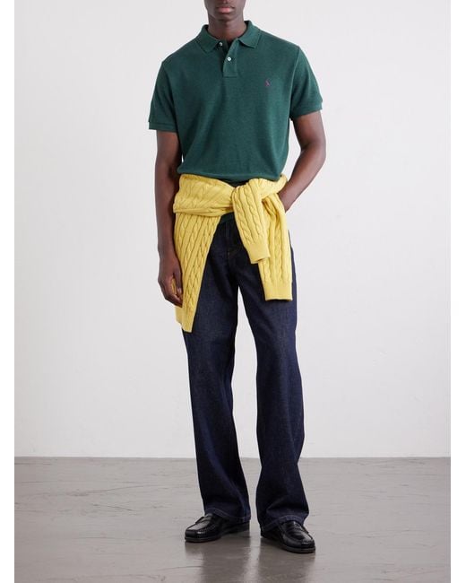 Polo Ralph Lauren Green Logo-Embroidered Cotton-Piqué Polo Shirt for men