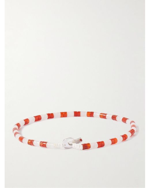 Miansai Red Kai Silver Carnelian Beaded Bracelet for men