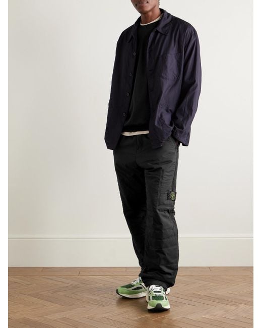 Stone Island Black Straight-Leg Padded Cordura Nylon-Ripstop Trousers for men