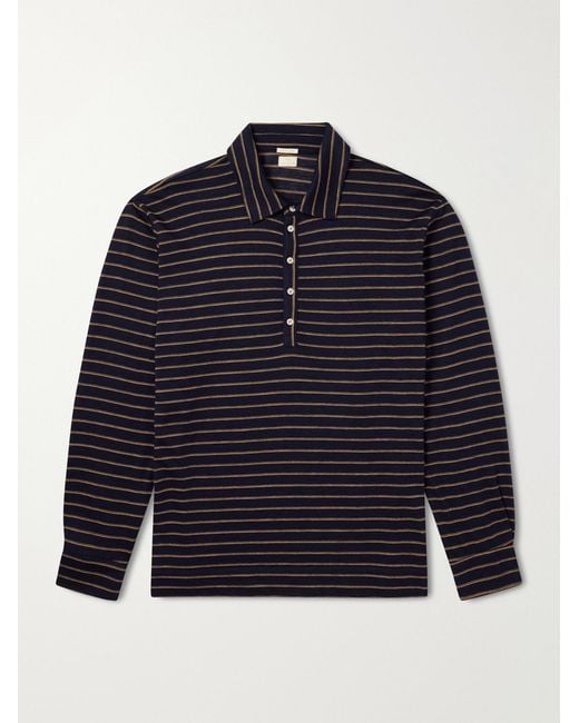 Massimo Alba Blue Raya Striped Cotton-Jersey Polo Shirt for men
