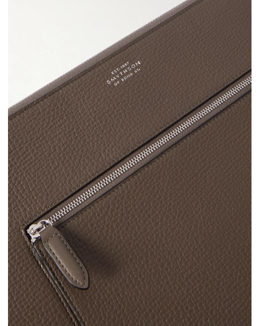 Smythson Brown Ludlow Full-Grain Leather Laptop Case for men