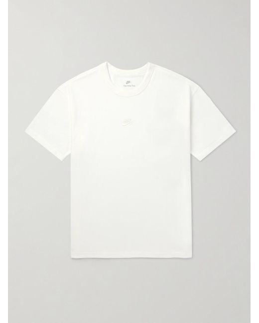 Nike White Premium Essentials Logo-embroidered Cotton-jersey T-shirt for men