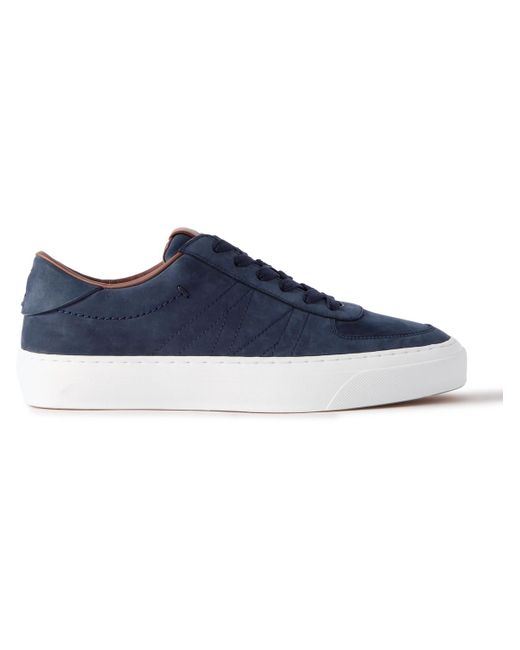 Moncler Blue Monclub Embroidered Suede Sneakers for men