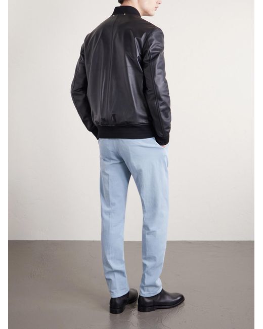 Slowear Blue Tapered Pleated Cotton-blend Gabardine Trousers for men