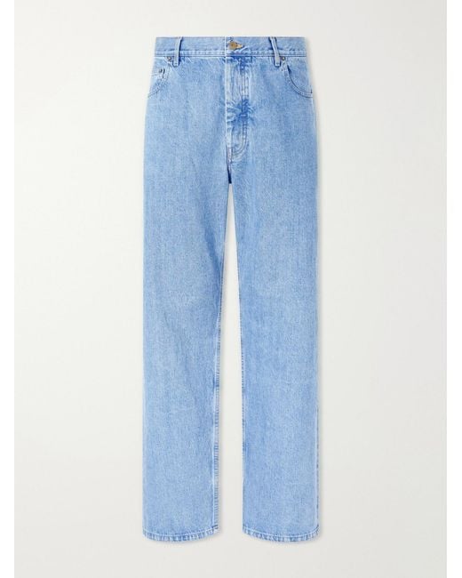 Thom Browne Blue Cinch-Back Wide-Leg Jeans for men