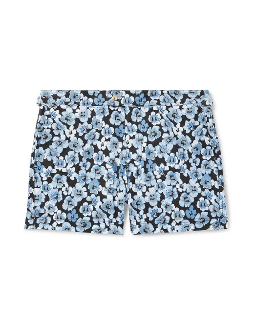 Tom Ford Blue Floral-Print Slim-Fit Short-Length Swim Shorts for men