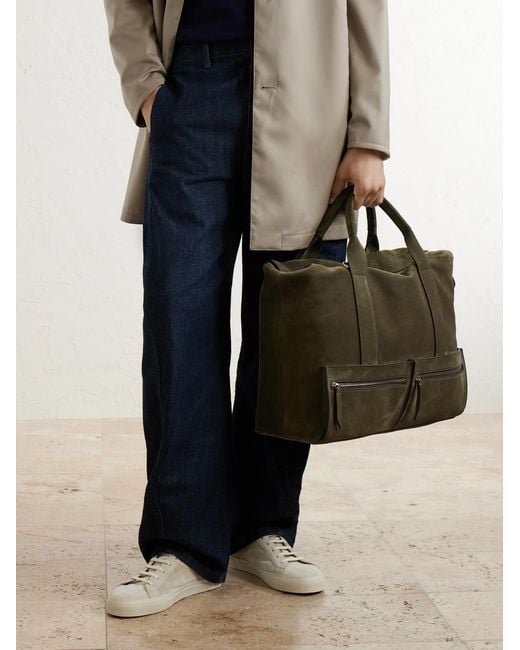 Metier Green Racer Suede Tote Bag for men