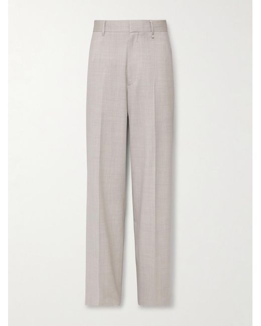 Pantaloni a gamba larga in lana di Givenchy in White da Uomo