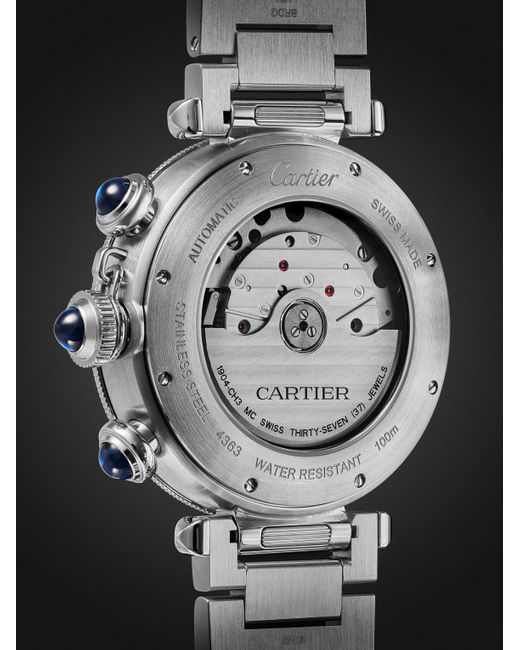 Cartier Black Pasha De Automatic Chronograph 41mm Stainless Steel Watch for men