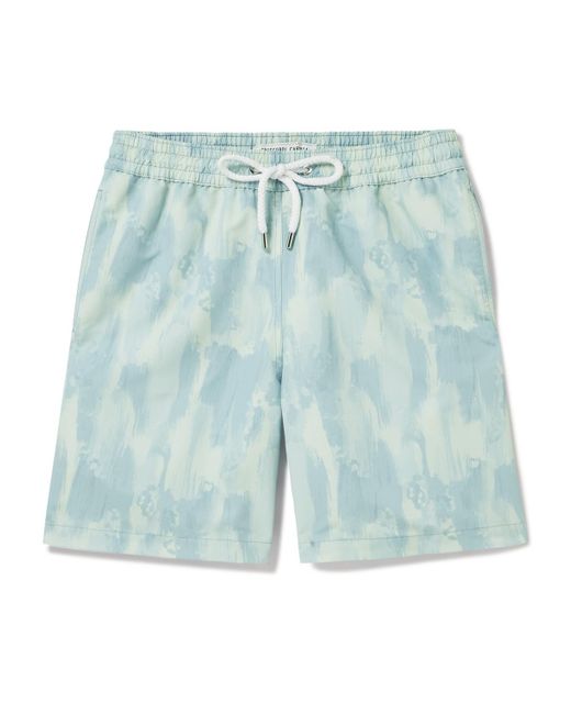 Frescobol Carioca Blue Straight-leg Mid-length Printed Recycled Swim Shorts for men