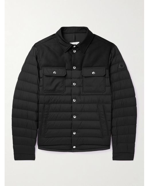 Moncler Black Fauscoum Wool Twill-panelled Quilted Shell Down Jacket for men