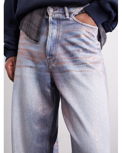 Acne Gray Wide-leg Glittered Jeans for men