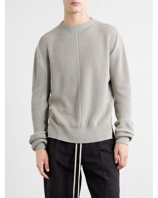 Rick Owens Gray Fisherman Virgin Wool Sweater for men