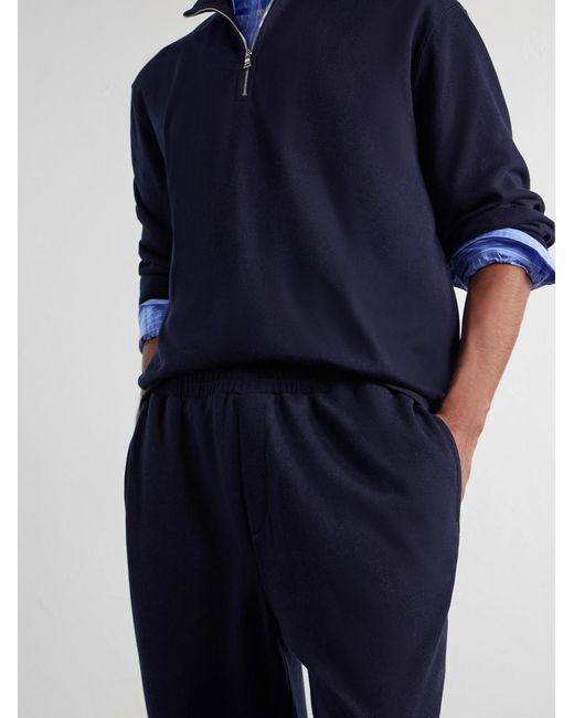 Mr P. Blue Cotton-Blend Jersey Sweatpants for men