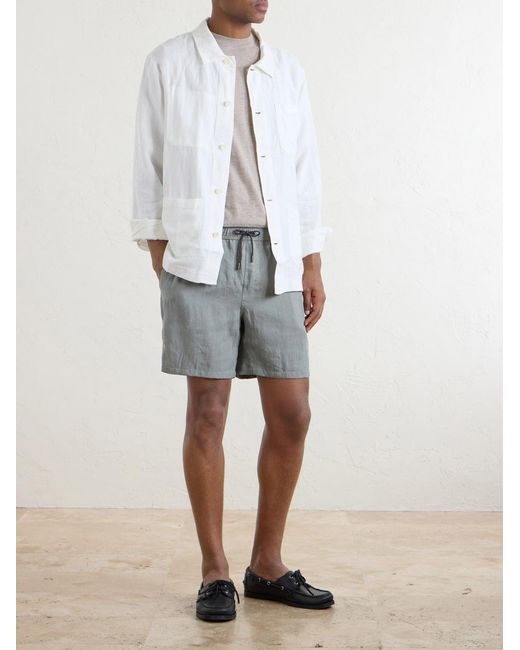 Sease Gray Cod-2 Straight-Leg Hemp Drawstring Shorts for men