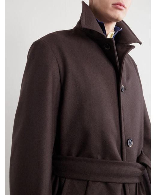 Barena Purple Belted Wool-Blend Coat for men